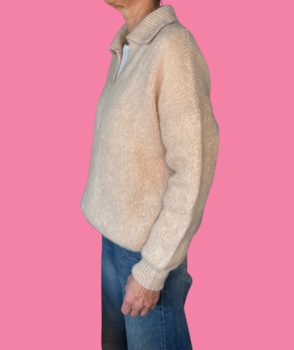 Strickpullover mit Kragen "Beige"