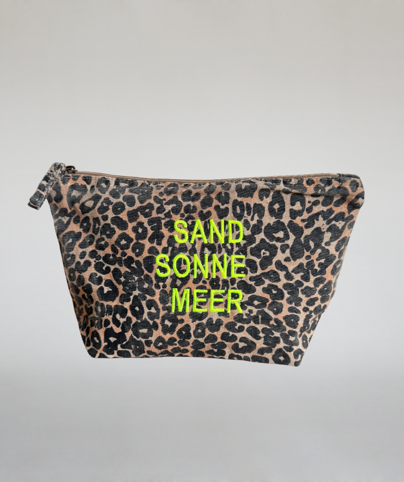 Kulturtasche Leo "Sand Sonne Meer" neongelb