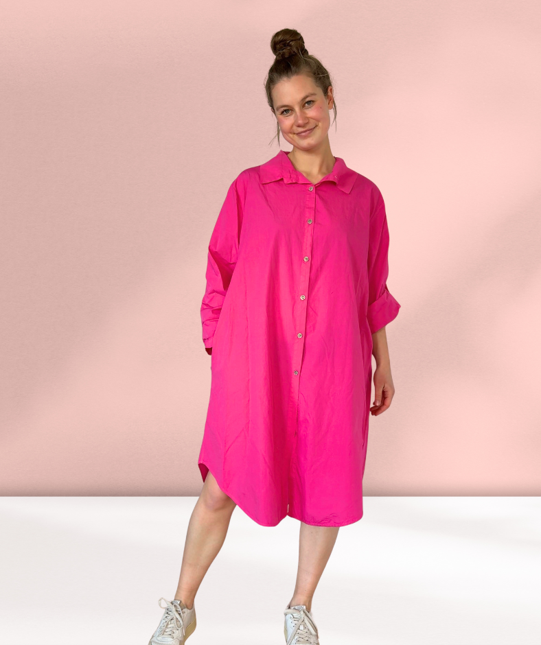 Popelinekleid / Hemdblusenkleid Pink