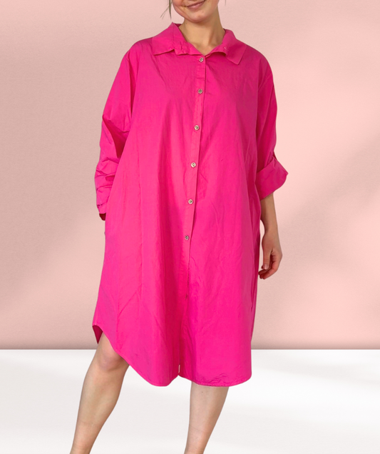 Popelinekleid / Hemdblusenkleid Pink