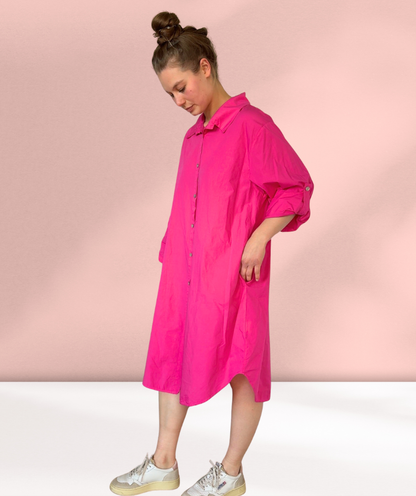 Popelinekleid / Hemdblusenkleid Pink