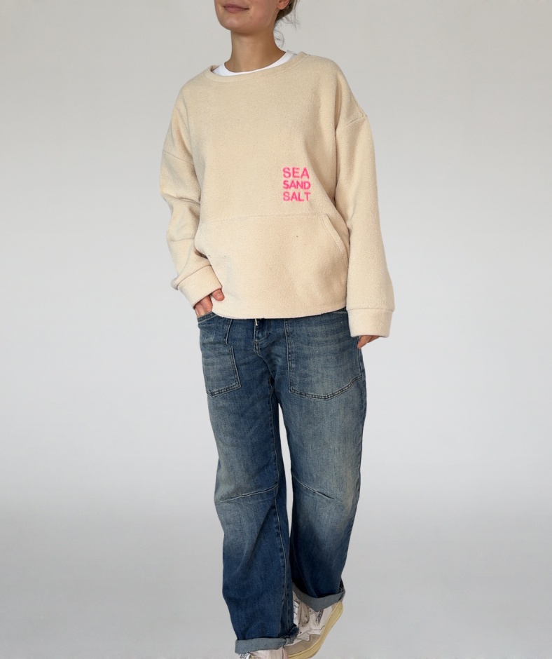 Fleecesweater mit Kangurutasche sand „Landgang“