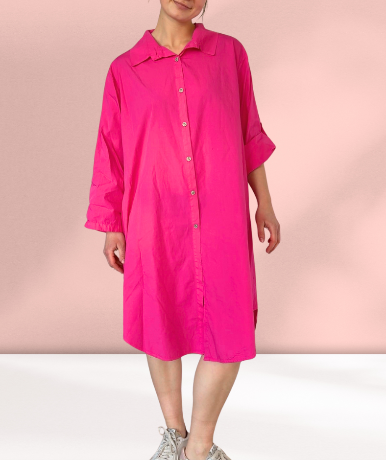 Popelinekleid / Hemdblusenkleid Pink