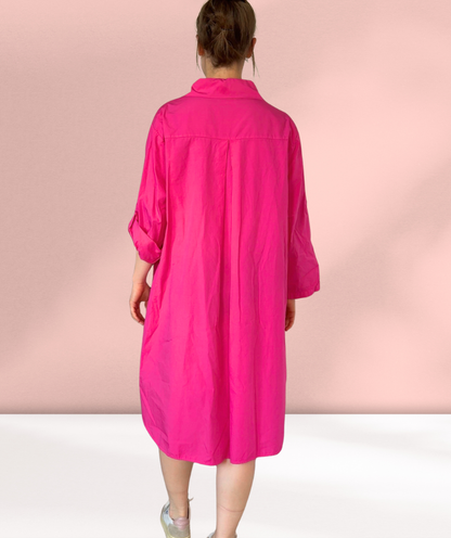 Popelinekleid / Hemdblusenkleid Pink
