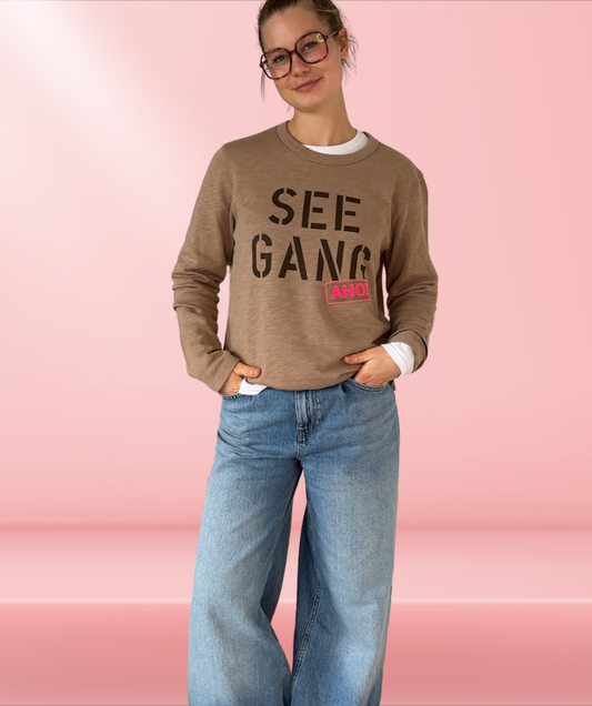 Frenchterry Sweatshirt Cappuccino-Braun "Seegang"