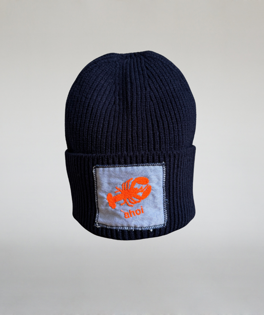 Strickmütze dunkelblau „ahoi“