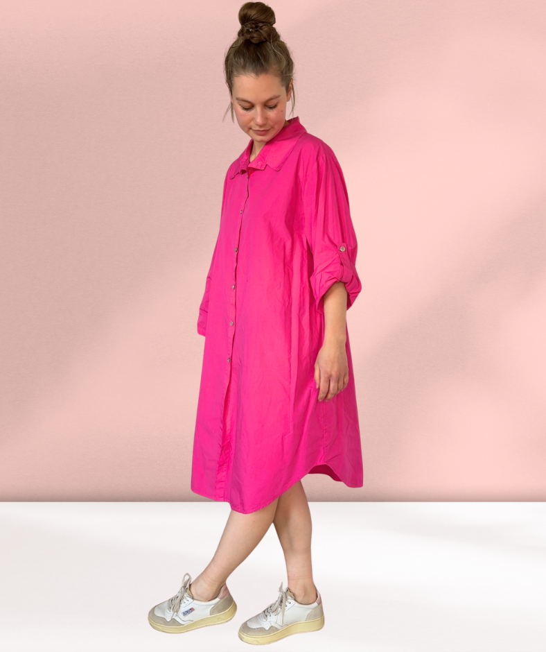 Popelinekleid / Hemdblusenkleid Pink