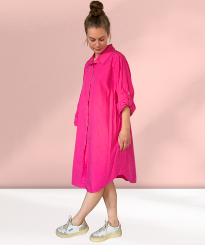Popelinekleid / Hemdblusenkleid Pink