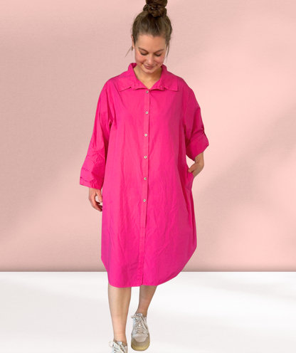 Popelinekleid / Hemdblusenkleid Pink