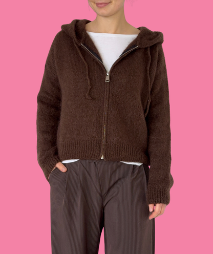 Strickjacke mit Reißverschluss "Braun"