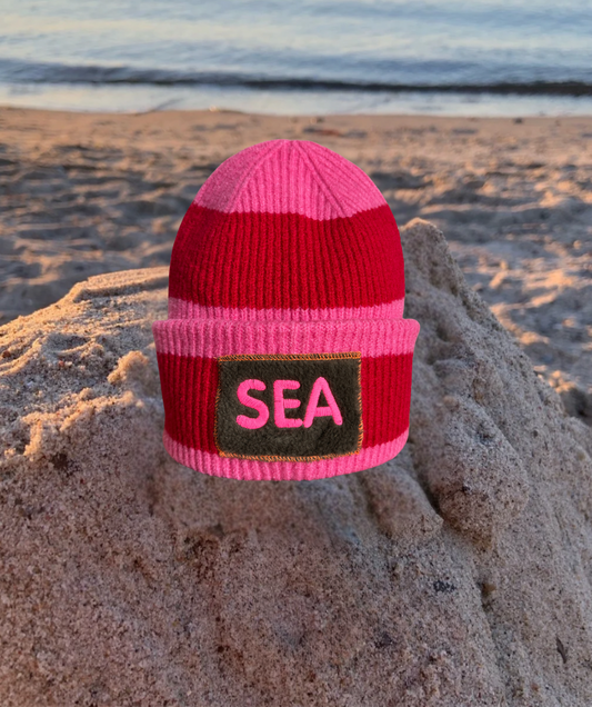 Strickmütze Pink-Rot „Sea“