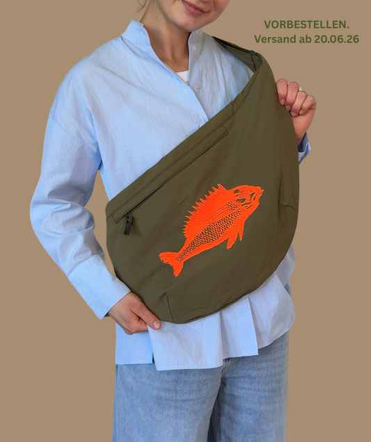 Crossbodybag Khaki "Fisch Orange"