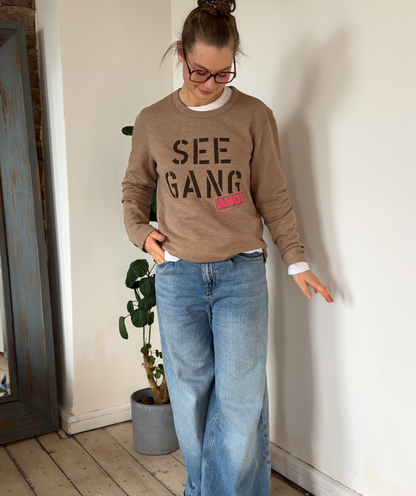 Frenchterry Sweatshirt Cappuccino-Braun "Seegang"
