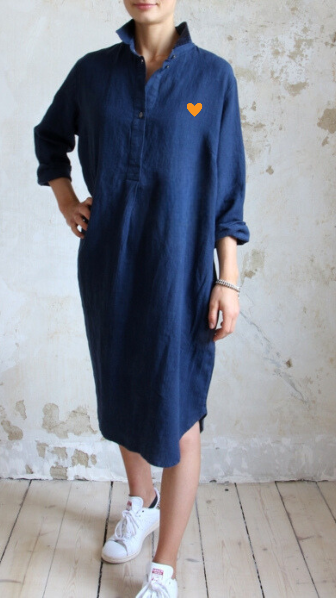 Leinenkleid dunkelblau "Love"