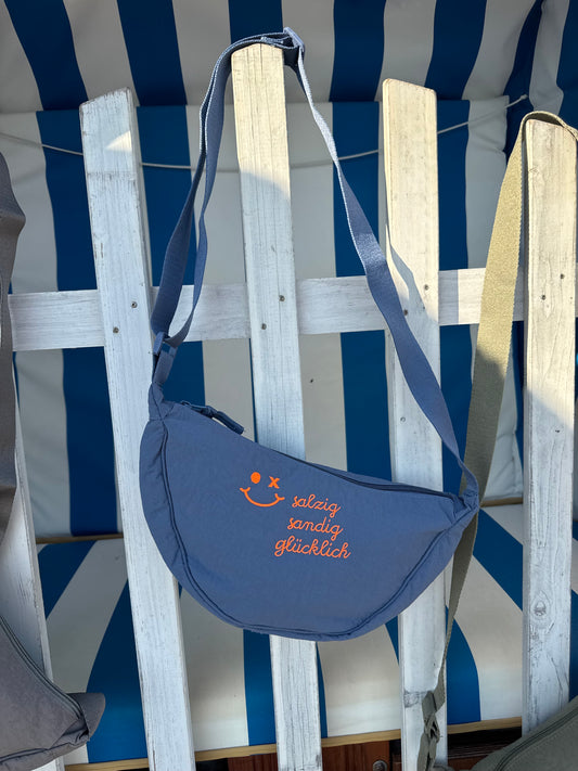Crossbodybag blau „salzig sandig glücklich“
