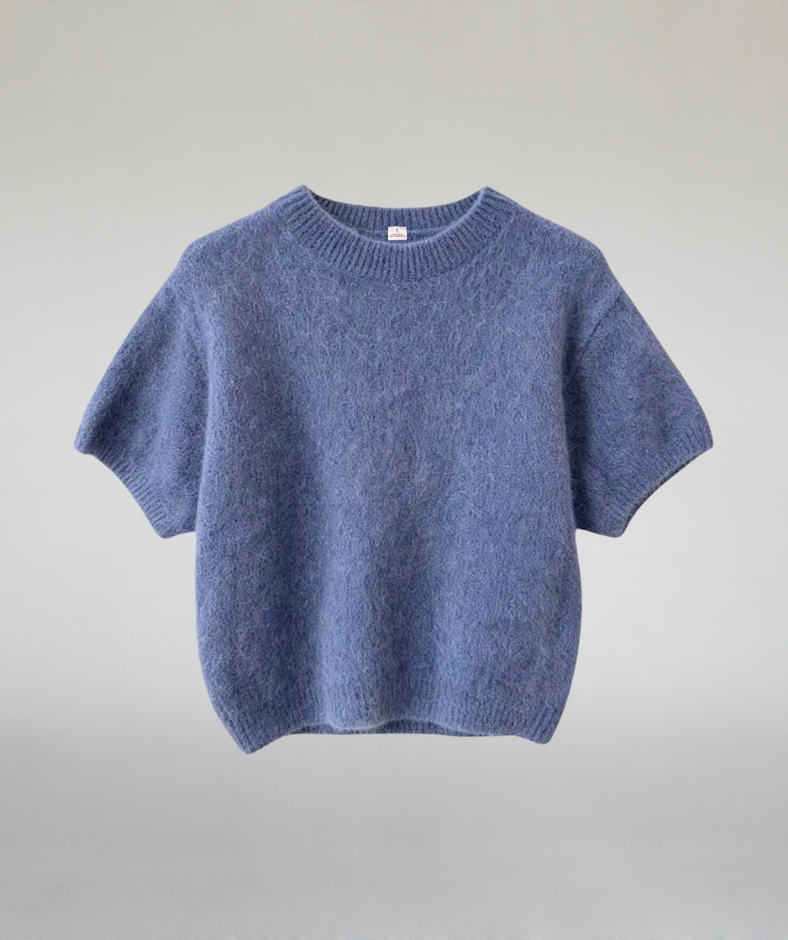 Strick T-Shirt jeansblau