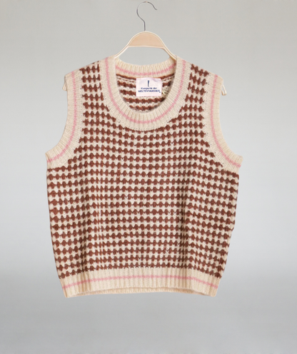 Pullunder Karo braun beige rosa