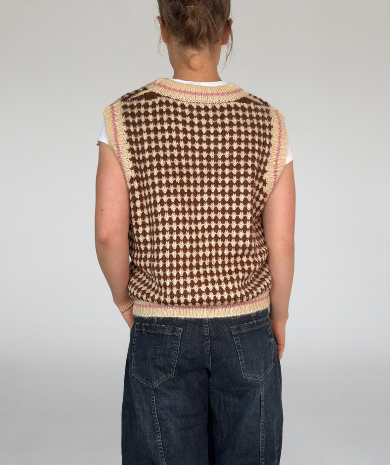 Pullunder Karo braun beige rosa