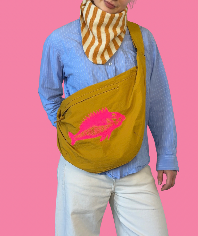 Crossbodybag Gelb "Fisch Pink"