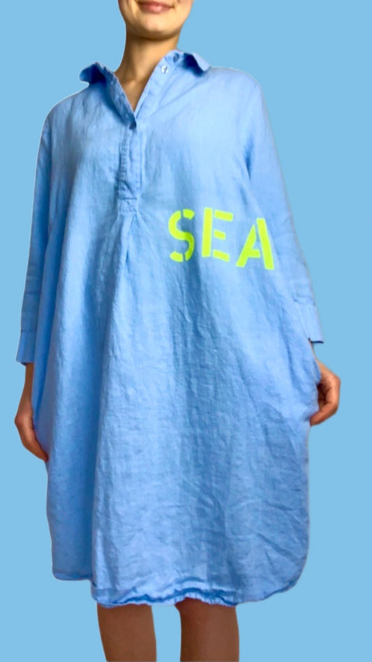 Leinenkleid blau "SEA"