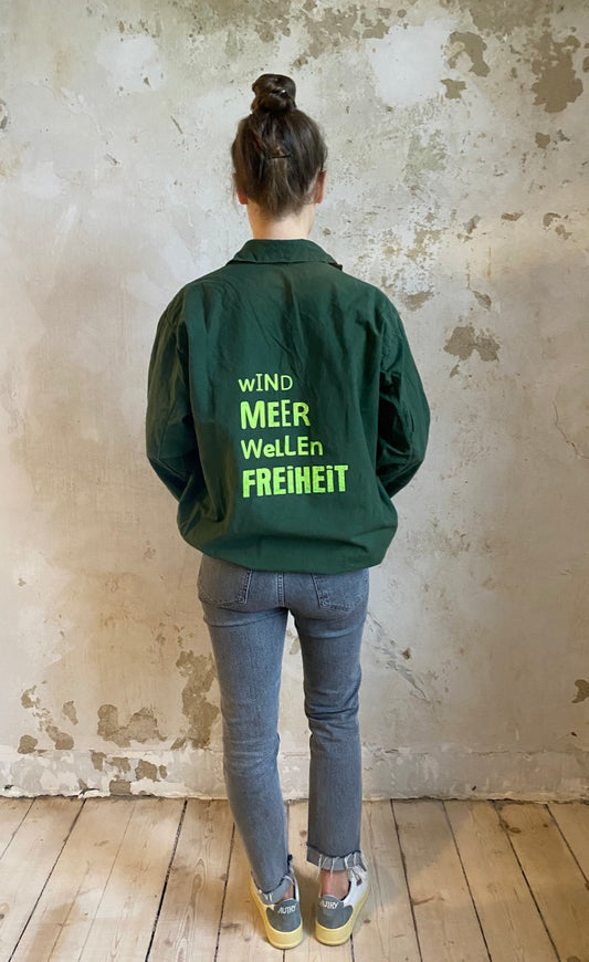 Bluse khaki "Wind Meer Wellen Freiheit"